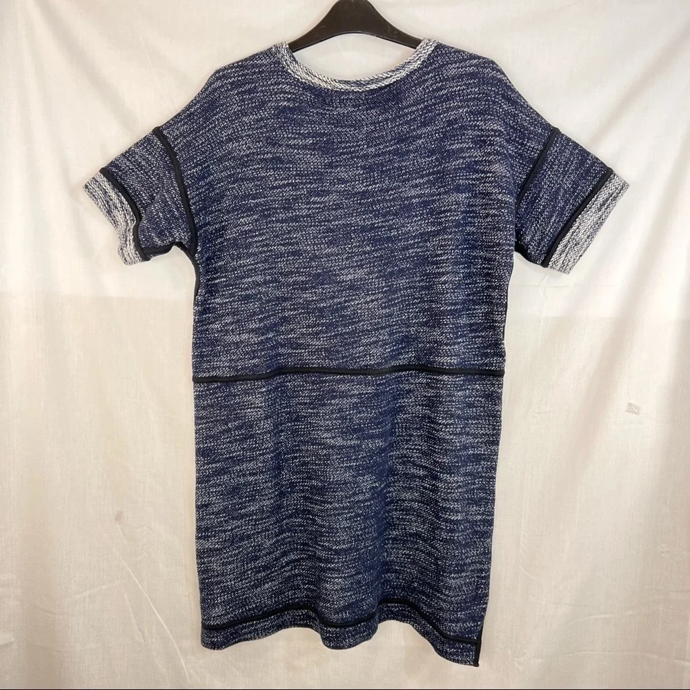 Madewell Knit Navy Blue Shirt Dress Women's Medium Casual Beachy Nautical Preppy - Picture 4 of 8